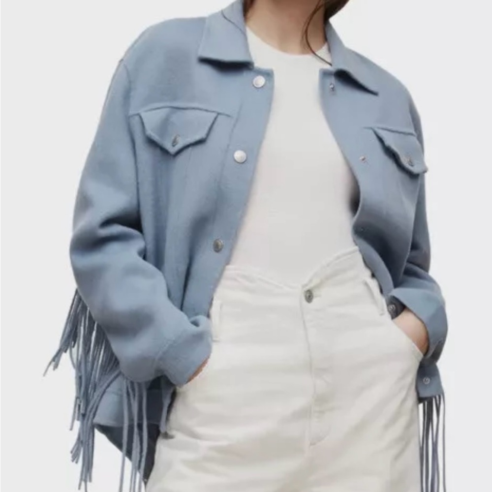 Allsaints wool fringe jacket